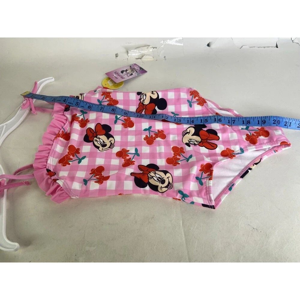 Disney Minnie Mouse Cherry Gingham One Piece Swimsuit Swimwear Girls Size 6